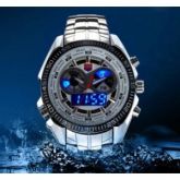 Relógio azul da forma binária LED ponteiro Mens relógios imp
