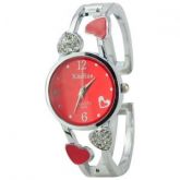Graciosa strass Coração Round Dial Bracelet Watch de quartzo