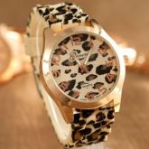Xmas Gift Genebra Leopard Silicone Moda Unisex Relógios