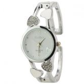 Graciosa strass Coração Round Dial Bracelet Watch de quartzo